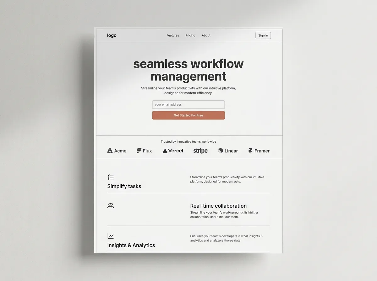 Rally high-conversion landing page layout
