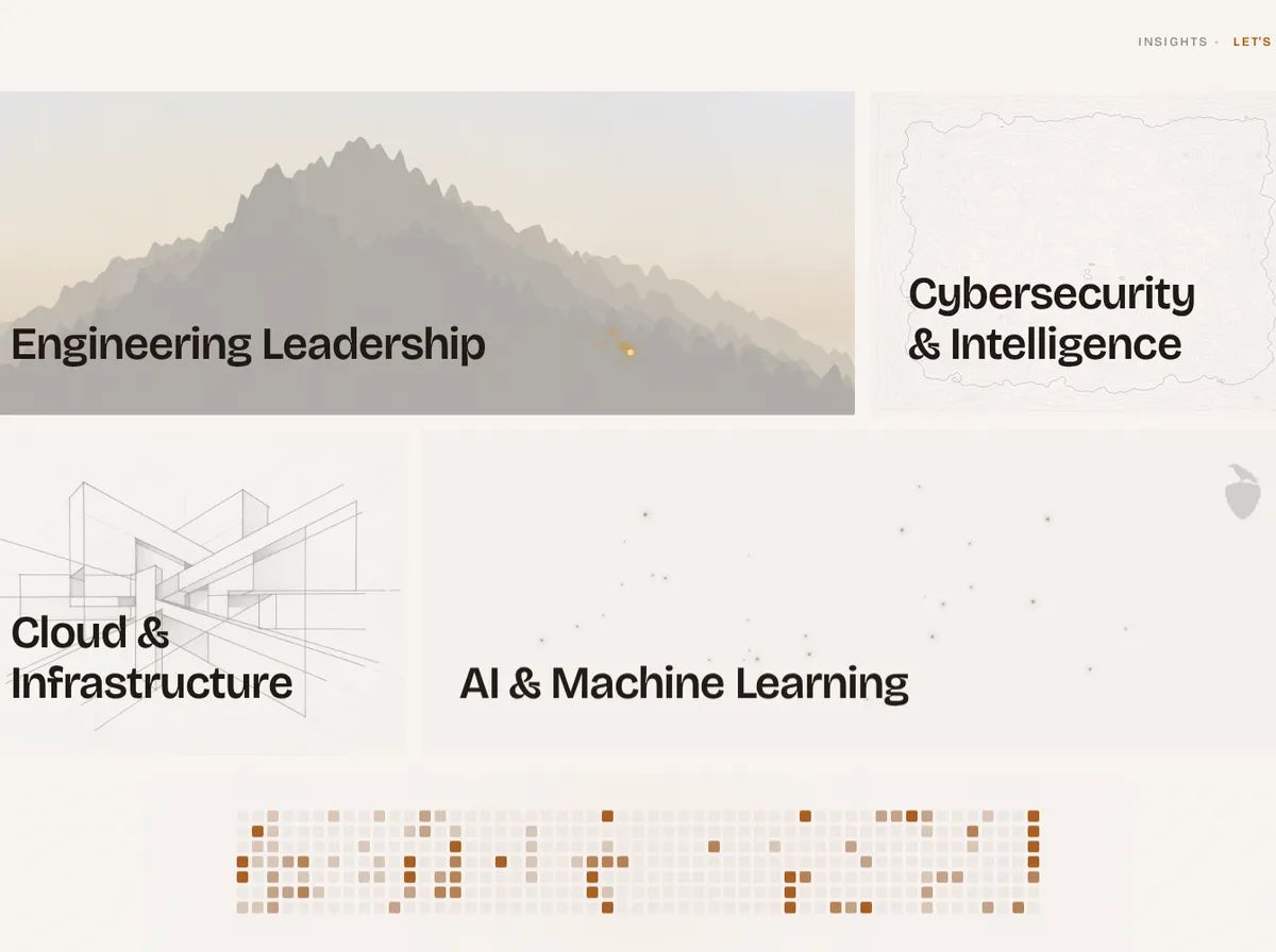 Matthew Sim capability pillars: engineering leadership, cybersecurity, cloud infrastructure, and AI
