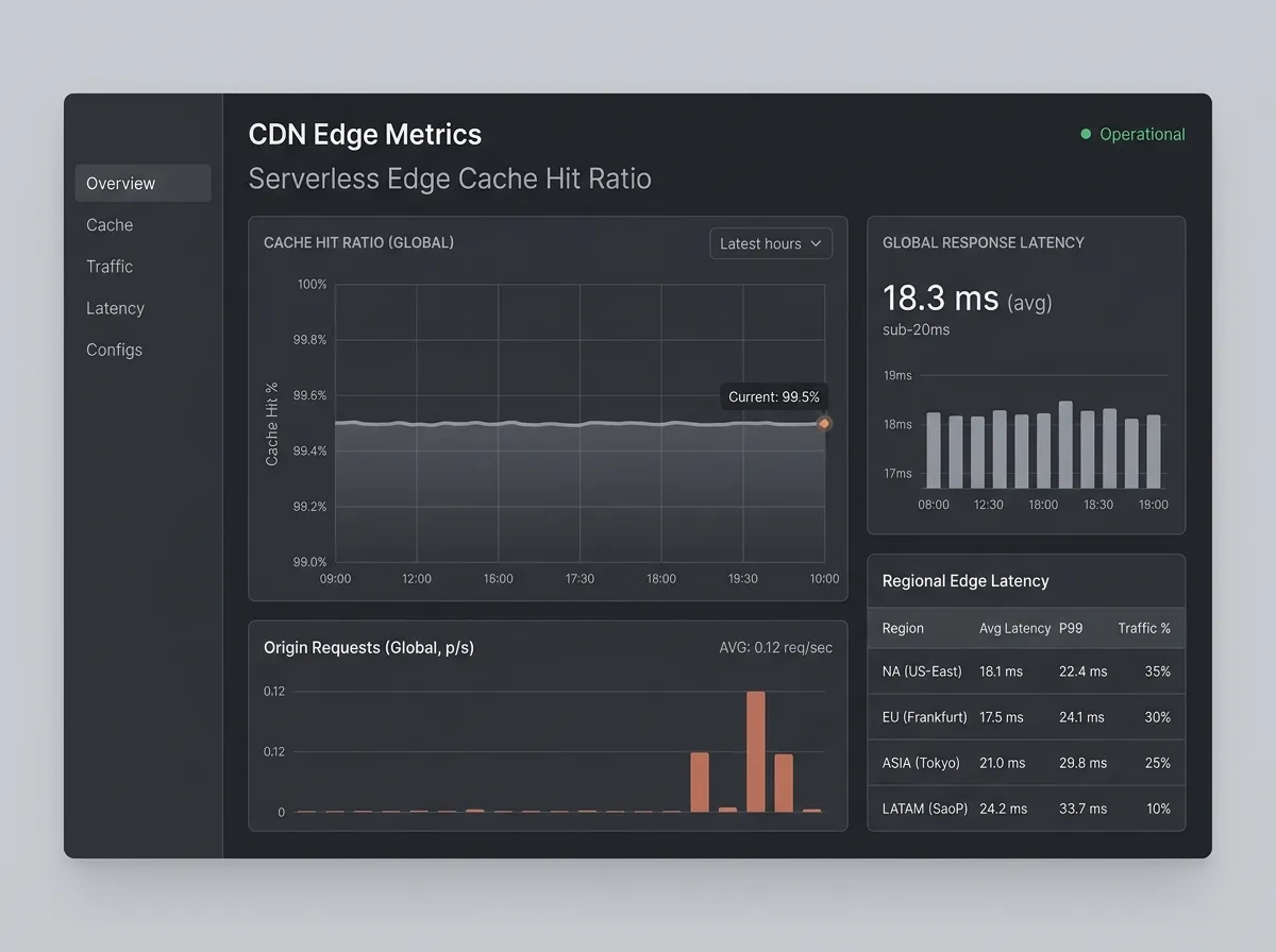 Cobalt 99.5% edge cache hit ratio monitoring dashboard